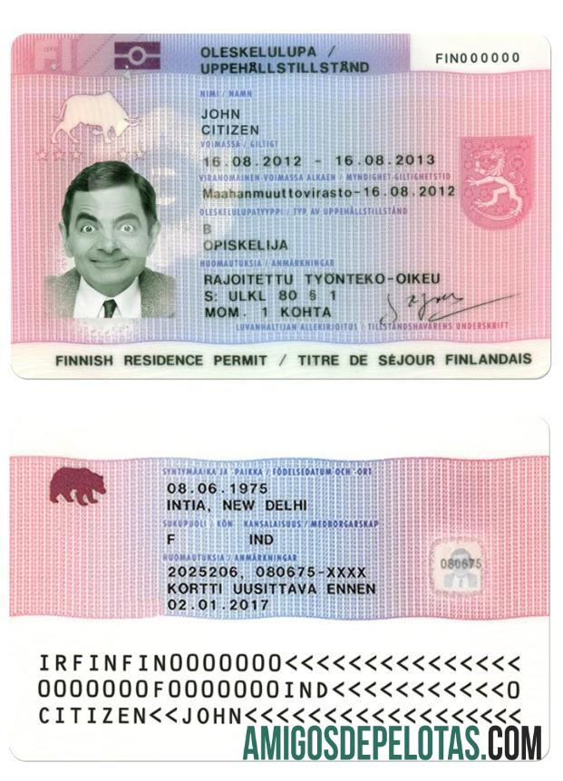 Autorização de residência na Finlândia exemplo real